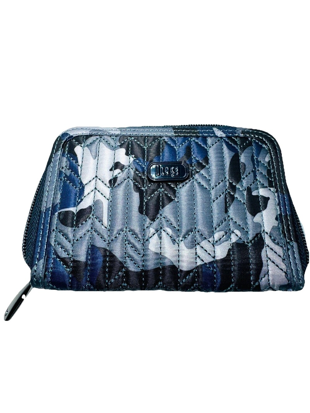 NWOT LUG Rodeo Wallet 6x4" Zip Around Blue Camp Camouflage Quilted Card Holder